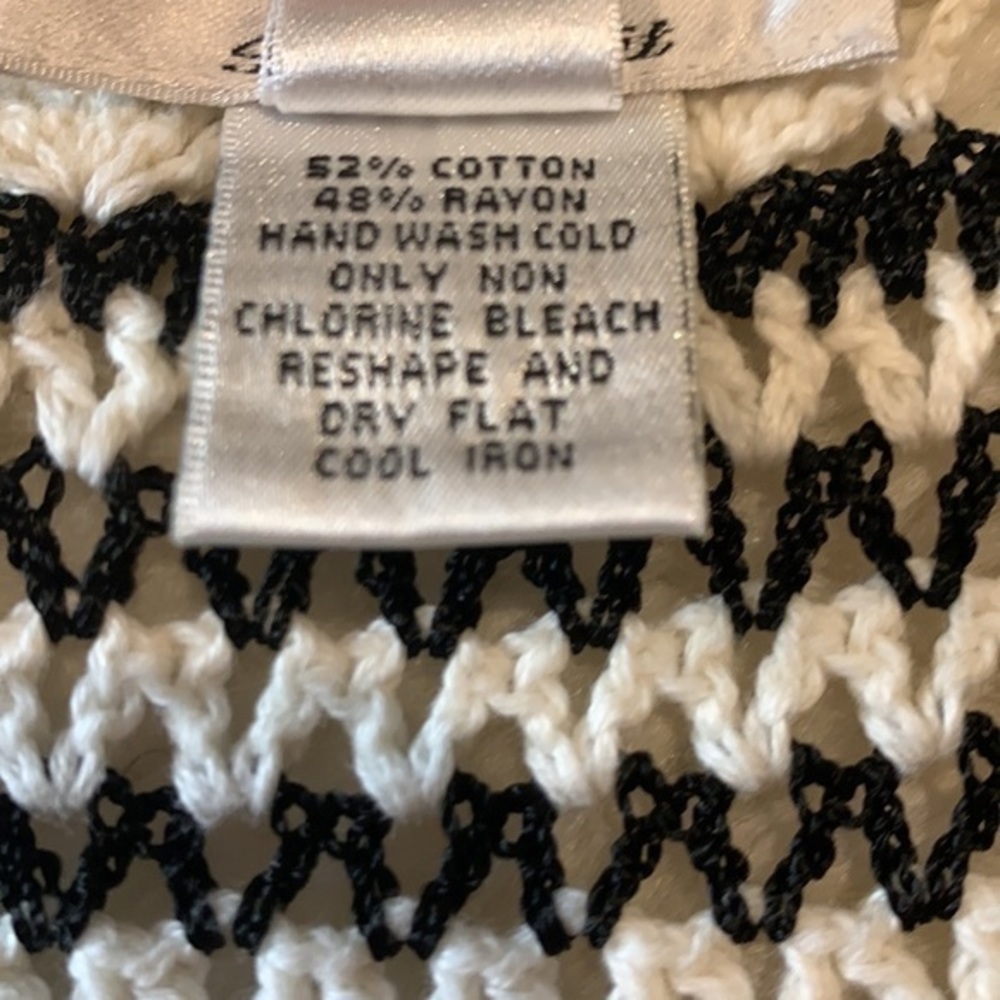Talbots vintage 90’s hand knit crochet open cardigan sweater L - Picture 4 of 6
